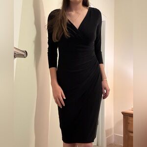 Lauren by Ralph Lauren Black Long Sleeve Wrap Dress